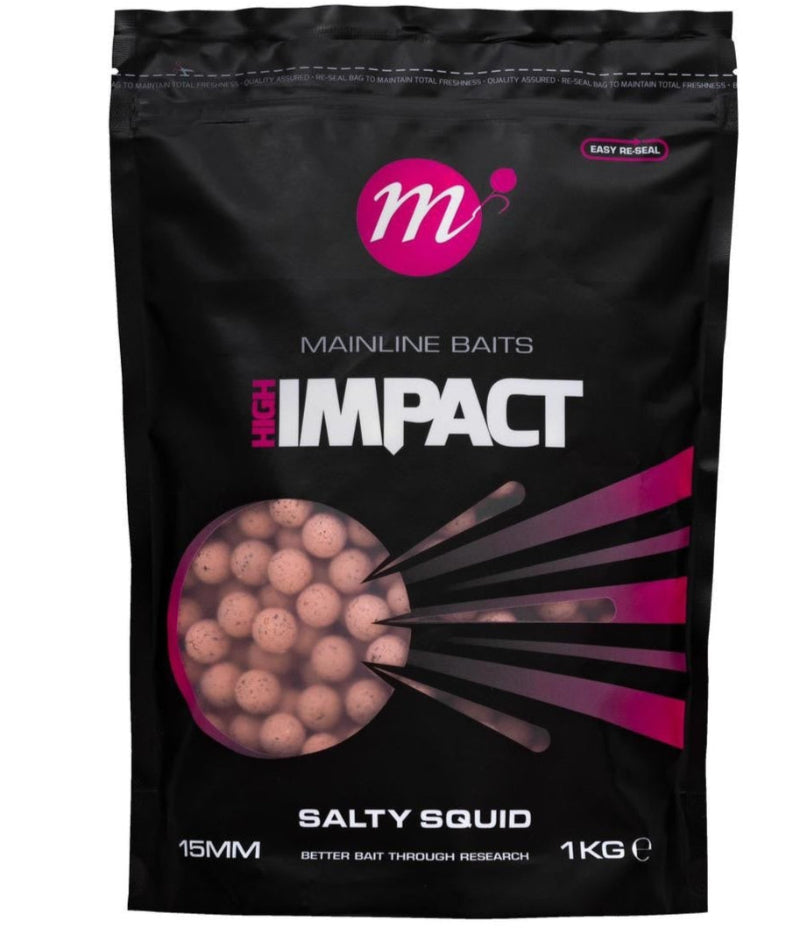 Mainline Baits Hi Impact Shelf Life Boilies Salty Squid