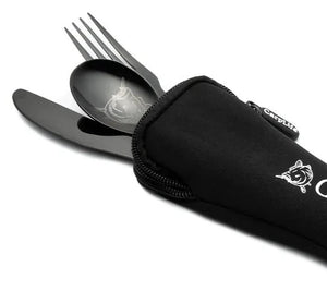 CarpLife Black Etched Stainless Steel Cutlery Set