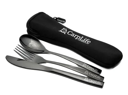 CarpLife Black Etched Stainless Steel Cutlery Set